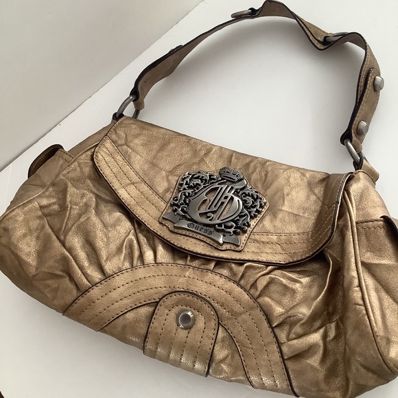 Guess Matte Gold Handbag Purse excellent condition - Picture 5 of 8